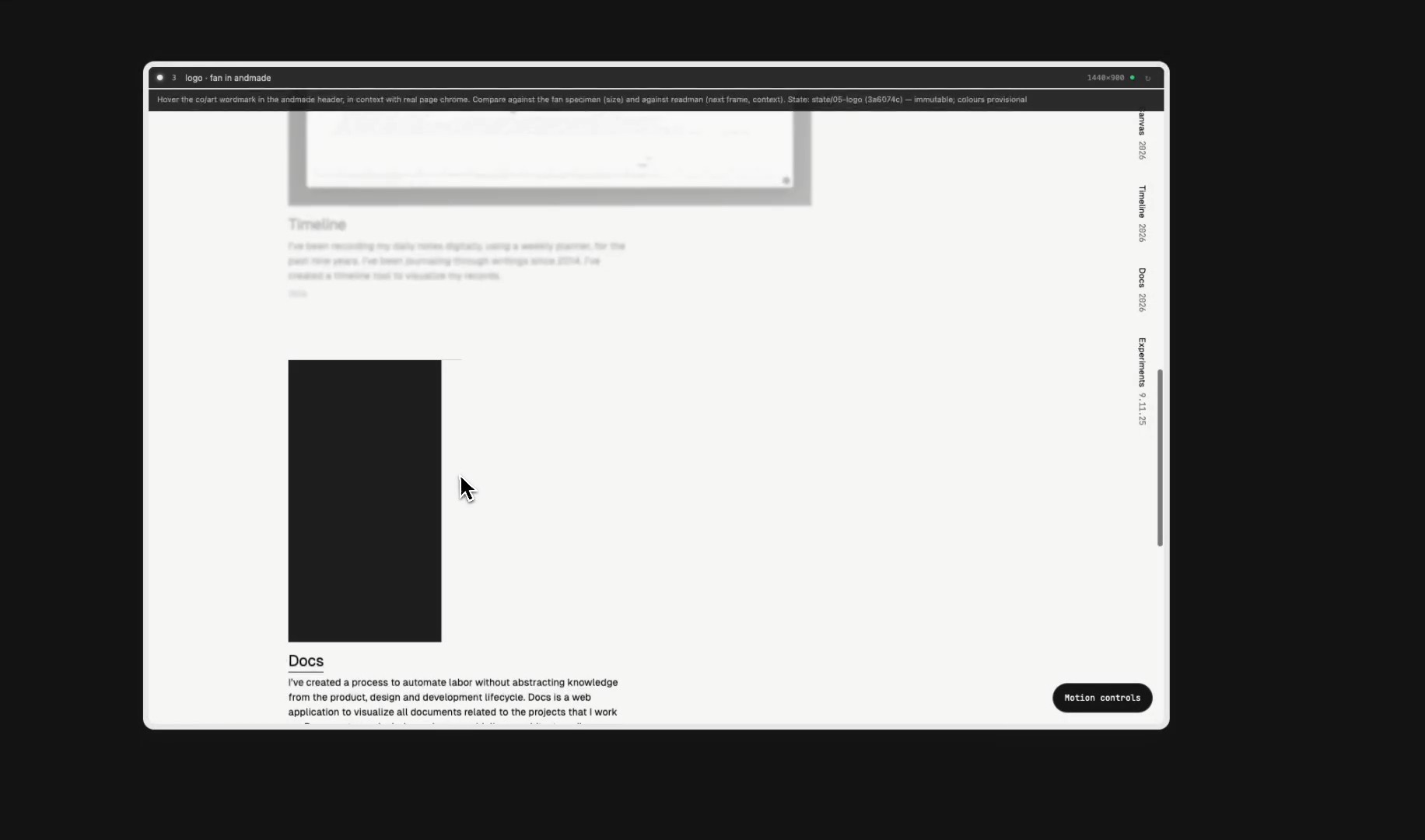 Canvas — design frames arranged on an infinite canvas